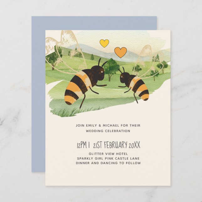 Nature Lovers Countryside Bees Wedding (Front/Back)