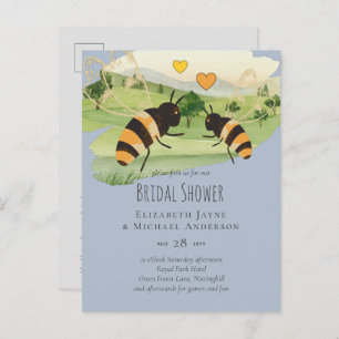 Nature Lovers Countryside Bees Wedding Postcard