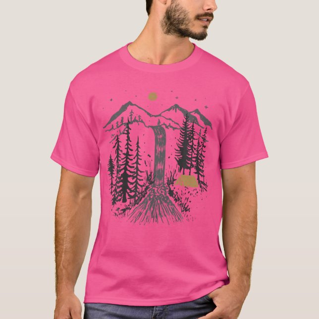 Nature Lovers Waterfall Love Hiking Mountain Water T-Shirt (Front)