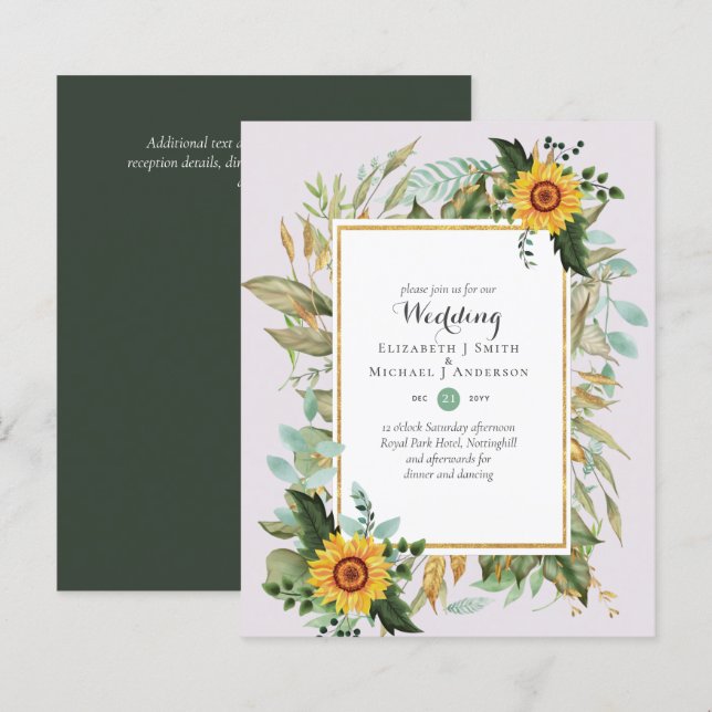 Nature Lovers Wedding Foral Greenery Rustic Boho  (Front/Back)