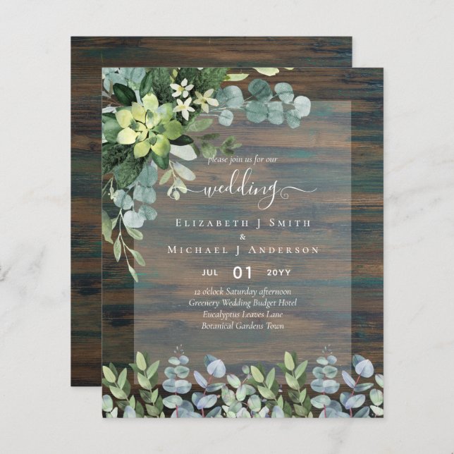 Nature Lovers Wedding Foral Greenery Rustic Boho  (Front/Back)