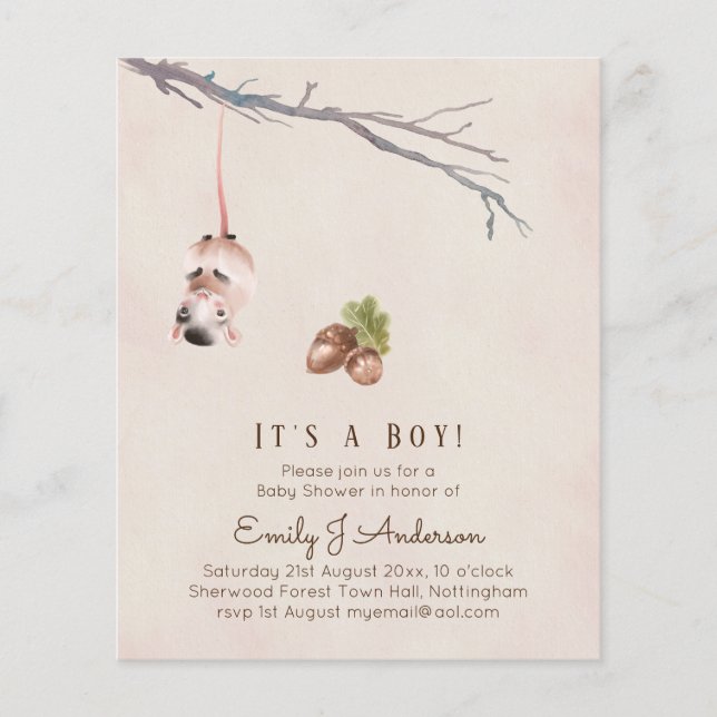 Nature Loves a Field Mouse Baby Shower Invites (Front)