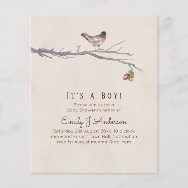 Nature Loves Birds Baby Shower Invites (Front)