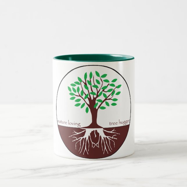 Nature Loving Tree Hugger Two-Tone Coffee Mug (Center)