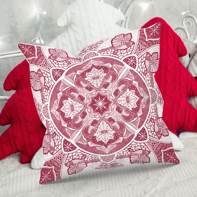 Nature Mandala Christmas Bird Choose Your Colour Cushion (Creator Uploaded)