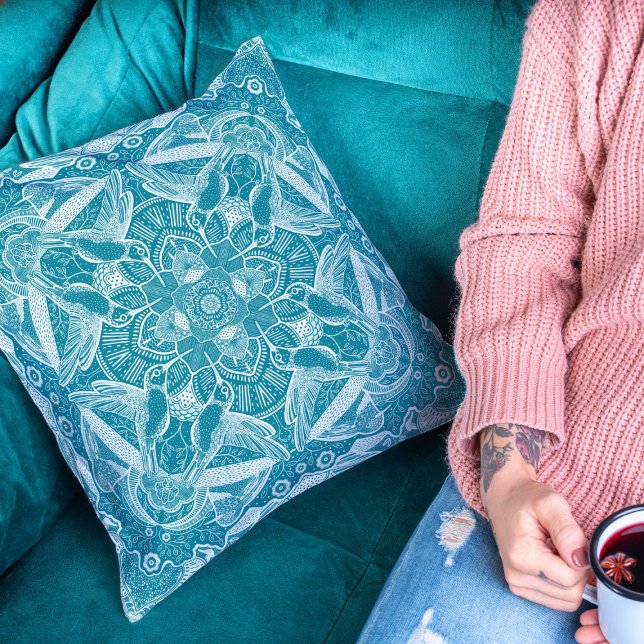 Nature Mandala Hummingbirds Choose Your Colour Cushion (Creator Uploaded)