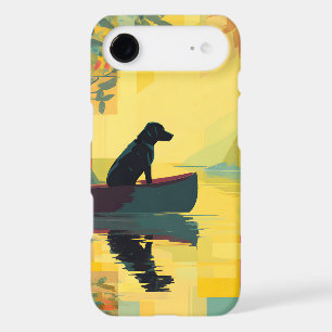 Nature Minimalist Black Labrador Canoe