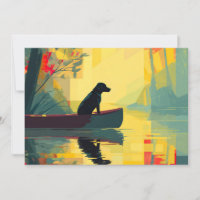 Nature Minimalist Black Labrador Canoe