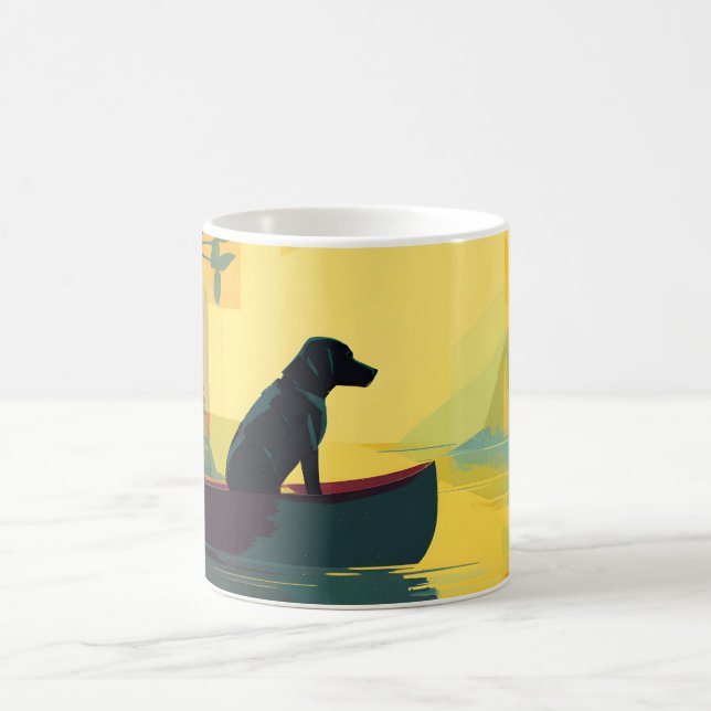 Nature Minimalist Black Labrador Canoe Coffee Mug (Center)