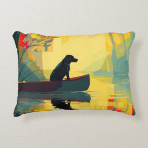 Nature Minimalist Black Labrador Canoe Decorative Cushion