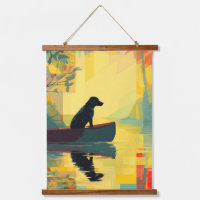 Nature Minimalist Black Labrador Canoe