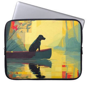 Nature Minimalist Black Labrador Canoe Laptop Sleeve