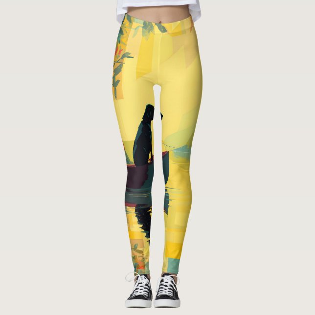 Nature Minimalist Black Labrador Canoe Leggings (Front)
