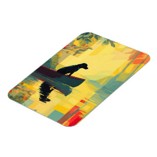 Nature Minimalist Black Labrador Canoe Magnet