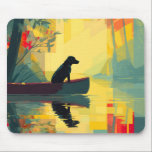 Nature Minimalist Black Labrador Canoe Mouse Pad<br><div class="desc">A black Labrador sitting peacefully in a canoe,  surrounded by a warm,  glowing landscape.</div>