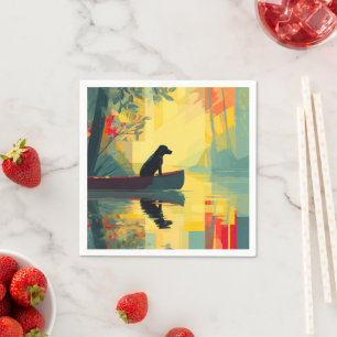 Nature Minimalist Black Labrador Canoe Napkin