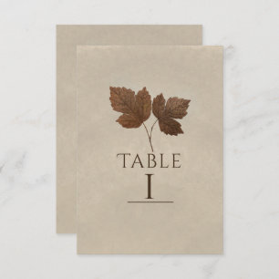 Nature Minimalist Fall Leaves Elegant Table Number