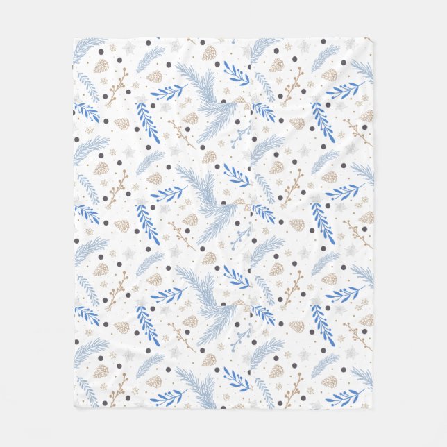 Nature Modern Botanical Christmas Holiday Gift  Fleece Blanket (Front)