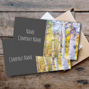 nature mountain aspen trees autumn yellow on grey business card