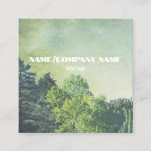 nature mountain pine trees distressed green custom square business card