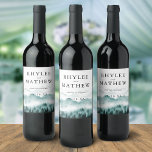 Nature Mountain Pine Trees Personalised<br><div class="desc">Personalised wine labels are perfect for adding a unique custom touch to your table wine, wedding favours or welcome gifts. Classy elegant design for fall or winder weddings features watercolor mountain with pine trees. your names, wedding date and wine varietal or custom message in elegant lettering. Designed to coordinate with...</div>