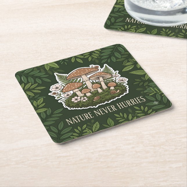 Nature Never Hurries Square Paper Coaster (Angled)