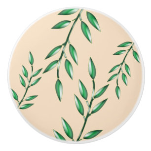 Nature Nursery Green Leaves Botanical Baby Ceramic Knob