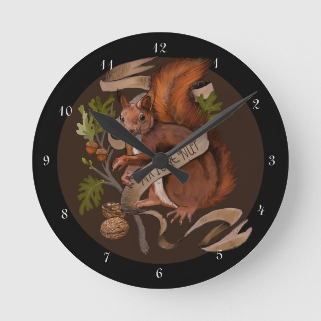 Nature Nut Squirrel  Round Clock (Front)