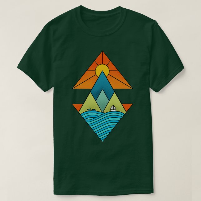 Nature ocean and mountains T-Shirt (Design Front)