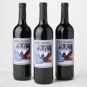 Nature Of The Wolf Oil Paint, Birthday Wine Label