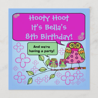 Nature Owl Birthday Customised Invites