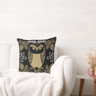 Nature Owl Folk Art Cushion