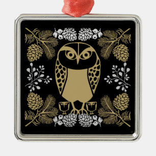 Nature Owl Folk Art Metal Tree Decoration