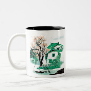 Nature Painting Village Two-Tone Coffee Mug