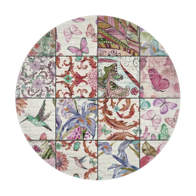 Nature Patchwork: Chic Seamless Background Cutting Board (Front)