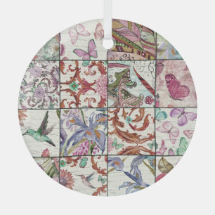 Nature Patchwork: Chic Seamless Background Glass Tree Decoration