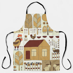 Nature pattern, cottagecore, gardening. Fence, flo Apron