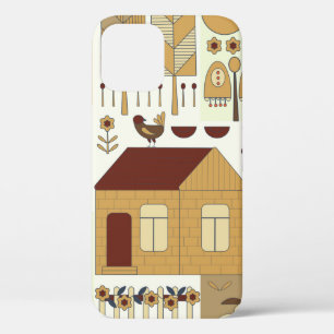 Nature pattern, cottagecore, gardening. Fence, flo iPhone 12 Case