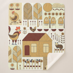 Nature pattern, cottagecore, gardening. Fence, flo Sherpa Blanket