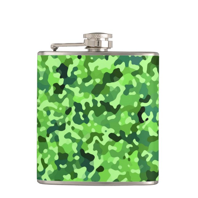 Nature Pattern - Green Blue Black Hip Flask (Front)