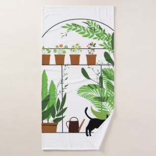 Nature pattern, greenhouse, gardening. Fence, flow Bath Towel