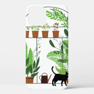 Nature pattern, greenhouse, gardening. Fence, flow iPhone 12 Case