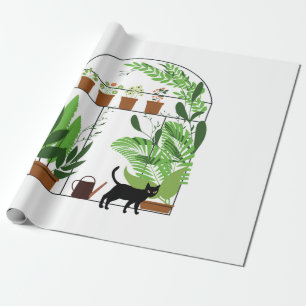 Nature pattern, greenhouse, gardening. Fence, flow Wrapping Paper
