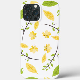 Nature Pattern Leaves Drawing Sketch Flowers iPhone 13 Pro Max Case