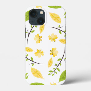 Nature Pattern Leaves Drawing Sketch Flowers iPhone 13 Mini Case