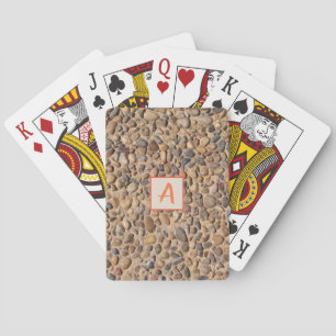 Nature Pebble Stones Photo with Monogram Playing Cards