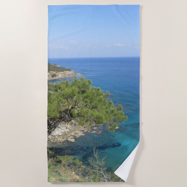 Nature Photography Mediterranean Mountain & Sea Beach Towel (Front)