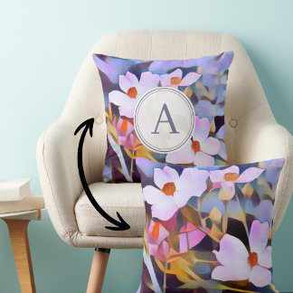 Nature Photography Purple and Blue Floral Cushion