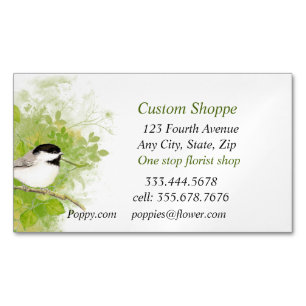 Nature Plant Garden Chickadee Bird Magnetic Business Card
