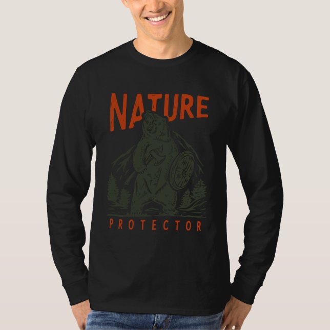Nature Protector  Bear Environment Grizzly Warrior T-Shirt (Front)